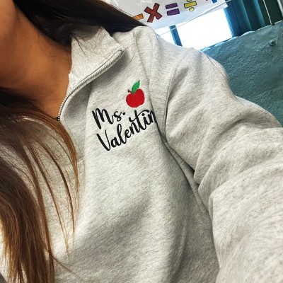 Personalised Teacher Apple Embroidered Sweatshirt Graduation Gift for a New Teacher