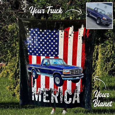 Personalised Merica Car Fleece Blanket For Him Birthday Gift