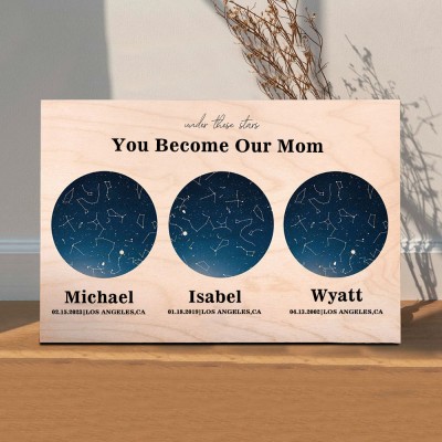 Personalised Star Map By Date Night Sky Constellation Wood Sign For Mum Christmas Gift
