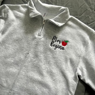 Personalised Teacher Apple Embroidered Sweatshirt Graduation Gift for a New Teacher
