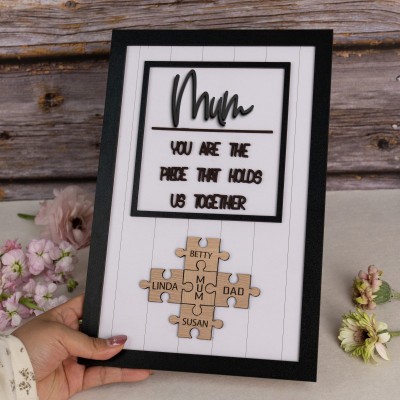 Personalised Mum Puzzle Sign Unique Wood Sign For Mother's Day Gift