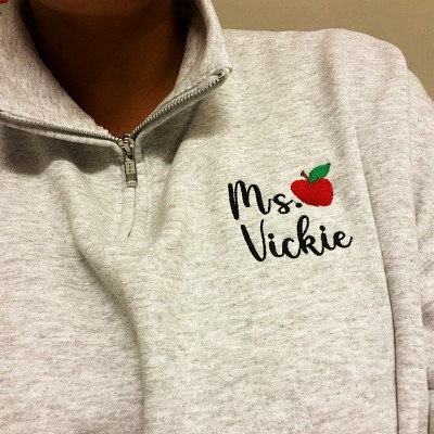 Personalised Teacher Apple Embroidered Sweatshirt Graduation Gift for a New Teacher