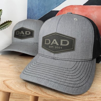 Custom Dad Leather Patch Cap For Men Father's Day Birthday Gift