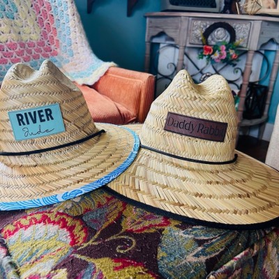 Personalised Name Patch Beach Straw Sun Hat