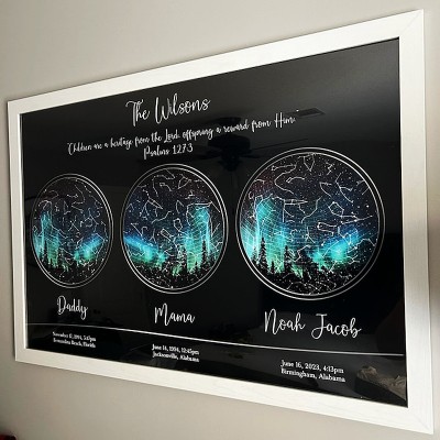 Personalised Star Map By Date Night Sky Constellation Wood Sign For Family Christmas Gift