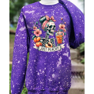 Just Peachy Skeleton Sweatshirt Hoodie For Halloween Gift Ideas