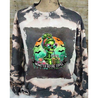 Mumster Coffee Skeleton Sweatshirt Hoodie For Halloween Gift Ideas