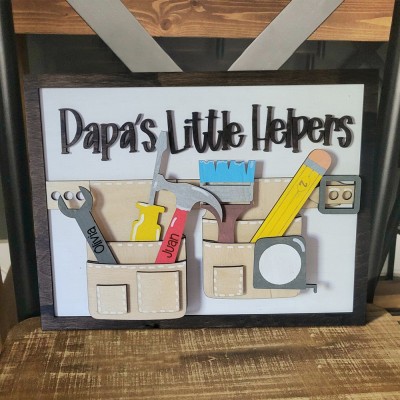 Papa's Little Helpers Personalised Father's Day Gift Dad's Workshop Decor