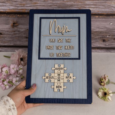 Personalised Mum Puzzle Sign Unique Wood Sign For Mother's Day Gift