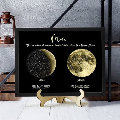 Custom Mum's Moon Phase Print Frame With Kids Names For Mother's Day Gifts