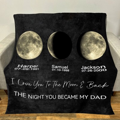 Personalised Family Moon Phase Blanket For Dad Gift