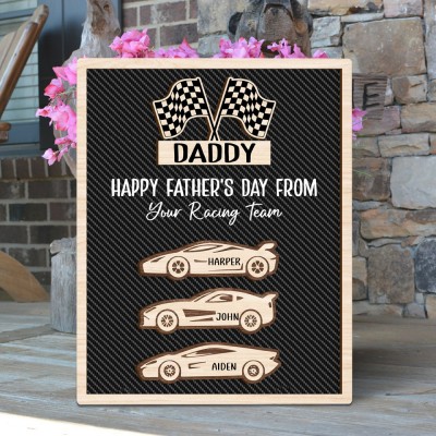 Dad's Racing Team Personalised Father's Day Gift Dad's Wood Plaque Decor