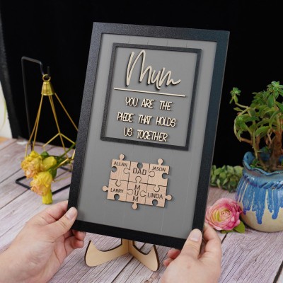 Personalised Mum Puzzle Sign Unique Wood Sign For Mother's Day Gift
