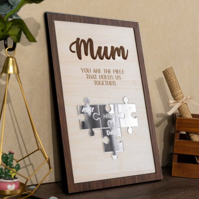 Custom Mum Puzzle Sign with Name Piece That Holds Us Together For Mother's Day Gift