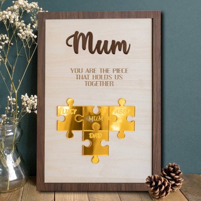 Custom Mum Puzzle Sign with Name Piece That Holds Us Together For Mother's Day Gift