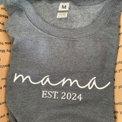 Personalised Embroidered MAMA Sweatshirt with Kids Names on Sleeve For New Mum Grandma Mother's Day Gift