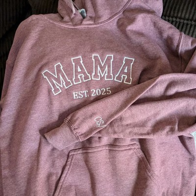 Personalised Embroidered Mama Sweatshirt Hoodie with Kids Names on Sleeve For New Mum Grandma Mother's Day Gift