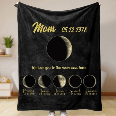Personalised Family Moon Phase Blanket For Christmas Gift