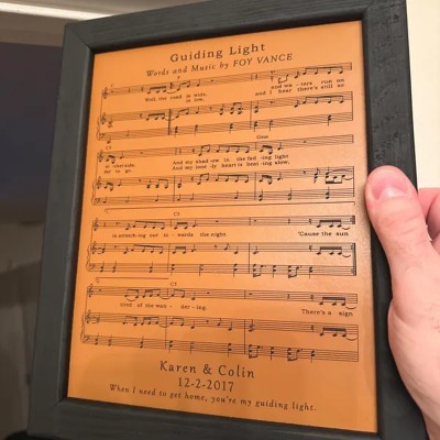 Personalised Framed Leather Music Sheets Song Lyric Art Gift For Couple Wedding Anniversary Valentine's Day