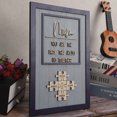 Personalised Mum Puzzle Sign Unique Wood Sign For Mother's Day Gift