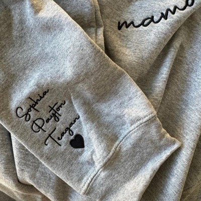 Custom Embroidered Mama Sweatshirt Hoodie For Christmas Grandma Mum Gift Ideas