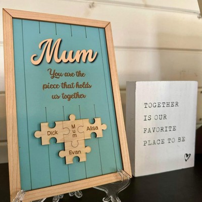 Personalised Mum Puzzle Sign Unique Wood Sign For Mother's Day Gift
