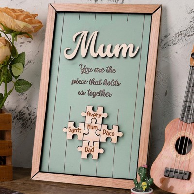 Personalised Mum Puzzle Sign Unique Wood Sign For Mother's Day Gift