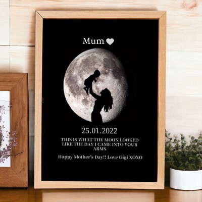 Custom Moon Phase Art Frame For Mum Grandma Mother's Day Gift