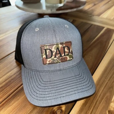 Custom Dad Leather Patch Trucker Hat For Him Father's Day Birthday Gift