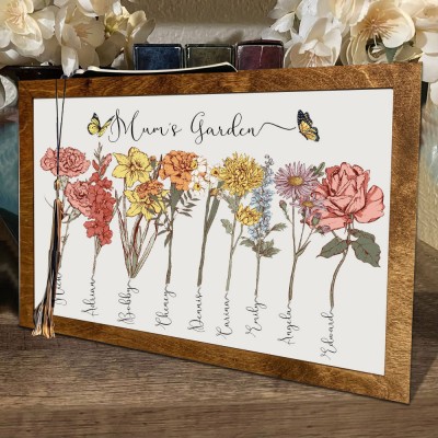 Custom Birth Flower Frame Home Art For Mum Grandma Family Christmas Gift Ideas
