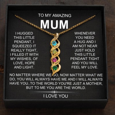Personalised DNA Family Necklace with Names and Birthstones For Mum