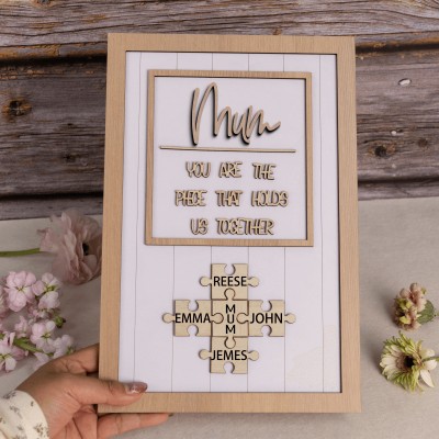 Personalised Mum Puzzle Sign Unique Wood Sign For Mother's Day Gift