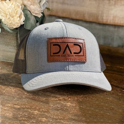 Custom DAD Leather Patch Cap For Dad Grandpa Father's Day Birthday Gift