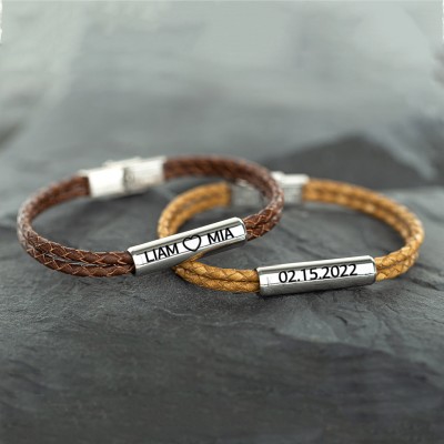 Personalised Couple Bracelet with Custom Text For Valentine's Day Christmas Gift Ideas