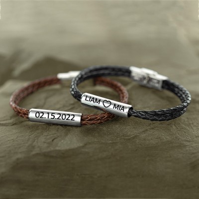 Personalised Couple Bracelet with Custom Text For Valentine's Day Christmas Gift Ideas