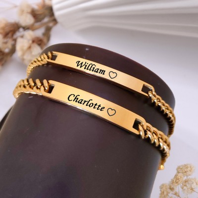 Customized Couple Bracelet with Custom Names For Valentine's Day Christmas Gift Ideas