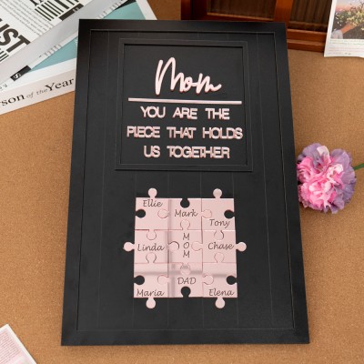 Custom Mum Puzzle Sign with Kids Name Piece For Mother's Day Gift