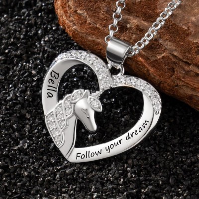 Personalised Horse Necklace with Custom Secret Message For Girlfriend Wife Horse Lovers