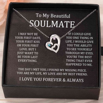 Custom Couple Names Heart Necklace With Birthstones Valentine's Day Gifts