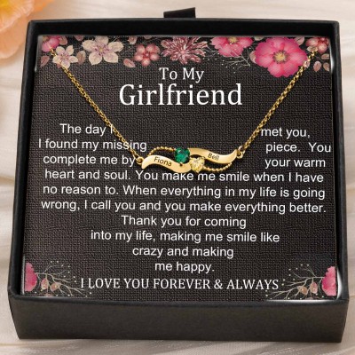 Custom Couple Names Heart Necklace With Birthstones Valentine's Day Gifts
