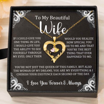 Custom Couple Names Heart Necklace With Birthstones Valentine's Day Gifts