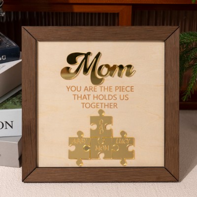 Custom Mum Puzzle Sign with Kids Name Piece For Mother's Day Gift