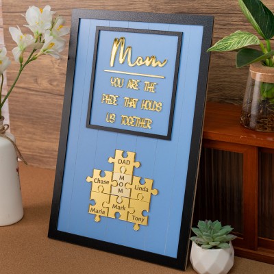 Custom Mum Puzzle Sign with Kids Name Piece For Mother's Day Gift