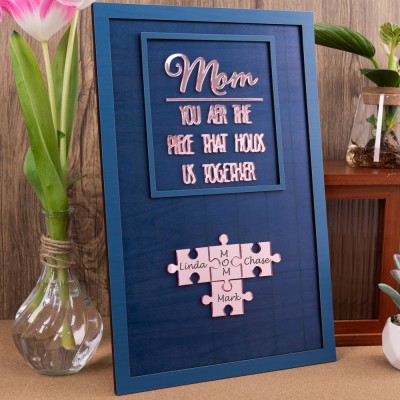 Custom Mum Puzzle Sign with Kids Name Piece For Mother's Day Gift