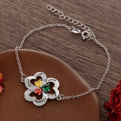Personalised Family Bracelet With Names and Birthstones For Mother's Day Gift