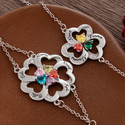 Personalised Family Bracelet With Names and Birthstones For Mother's Day Gift